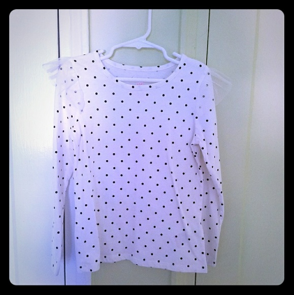 Off white polkadot top. Size 6x. - Picture 1 of 4